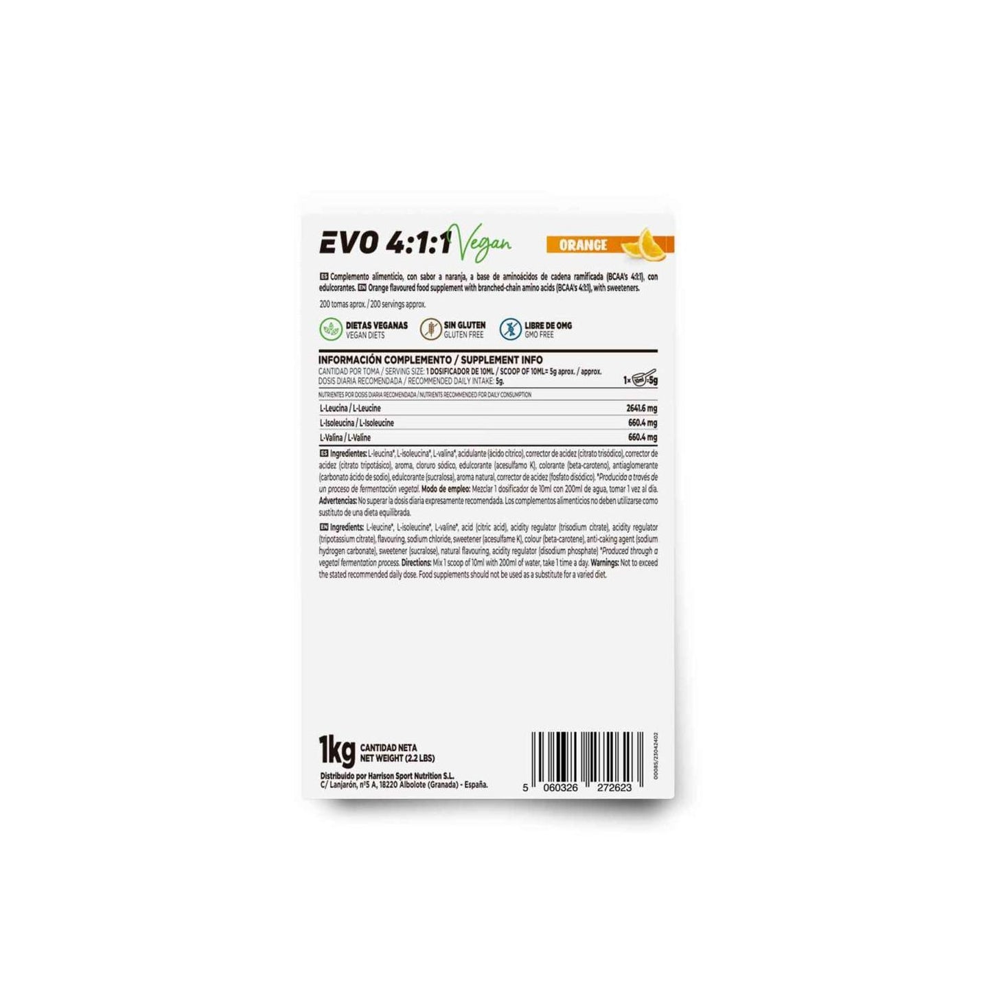 HSN Evo 4:1:1 BCAA's Instantáneos en Polvo Naranja 1kg