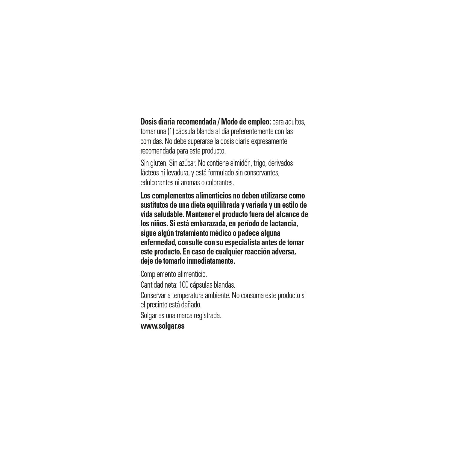 Solgar Vitamina E 400 UI 268 mg 100 perlas