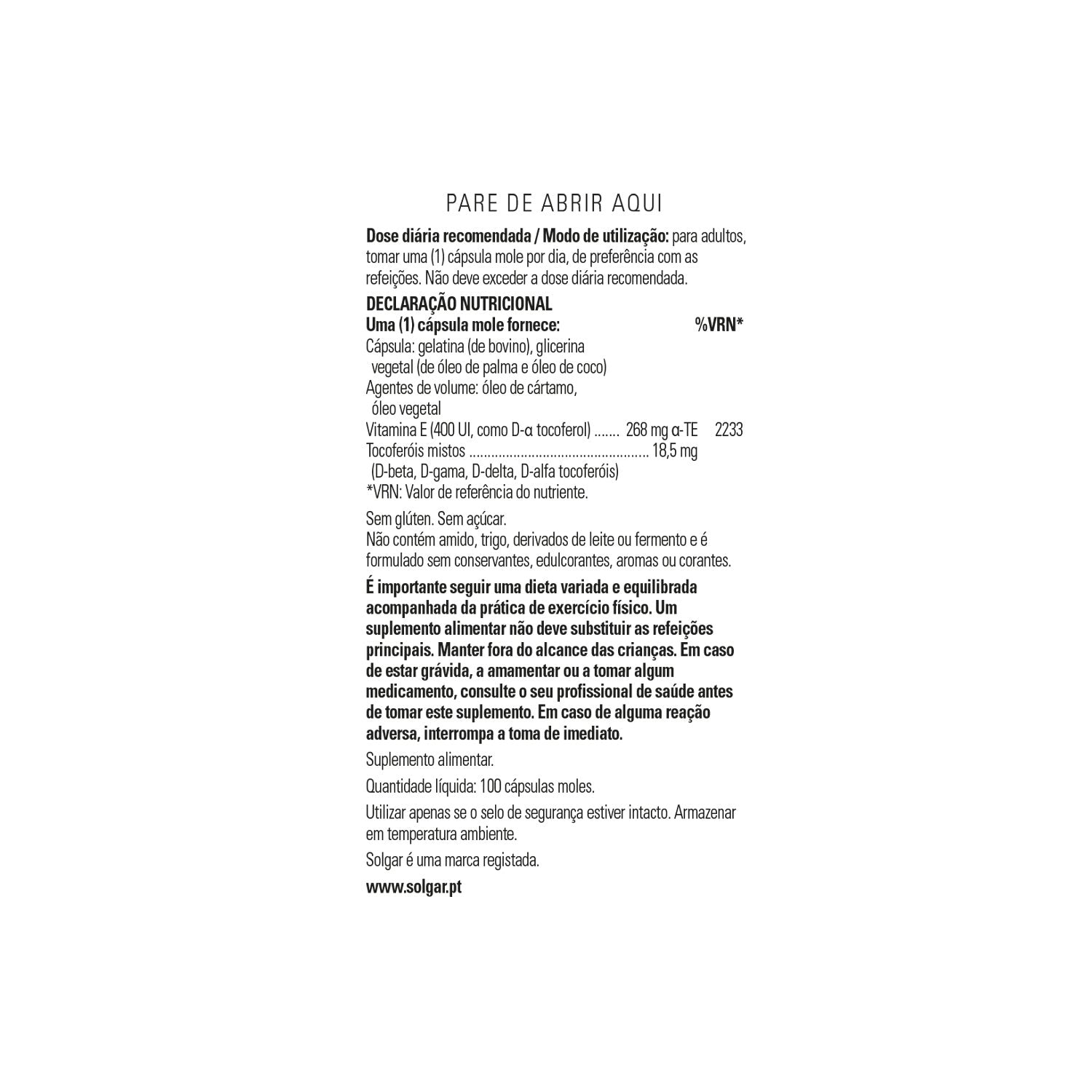Solgar Vitamina E 400 UI 268 mg 100 perlas