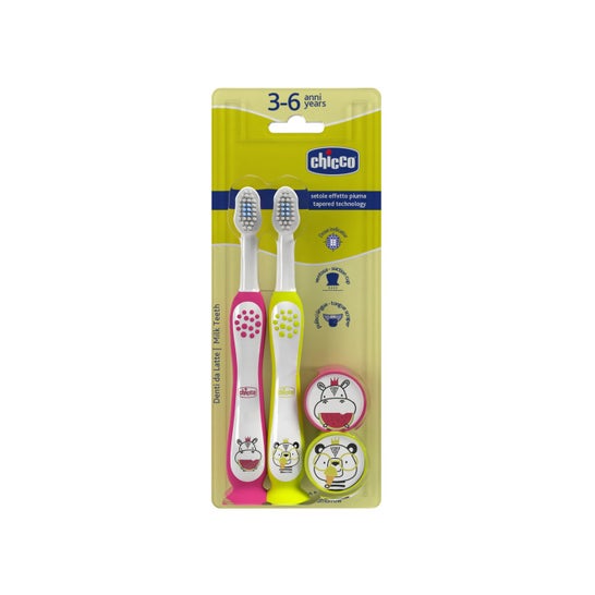 Chicco Cepillo Dental Rosa Amarillo 3-6 Años 2 uds