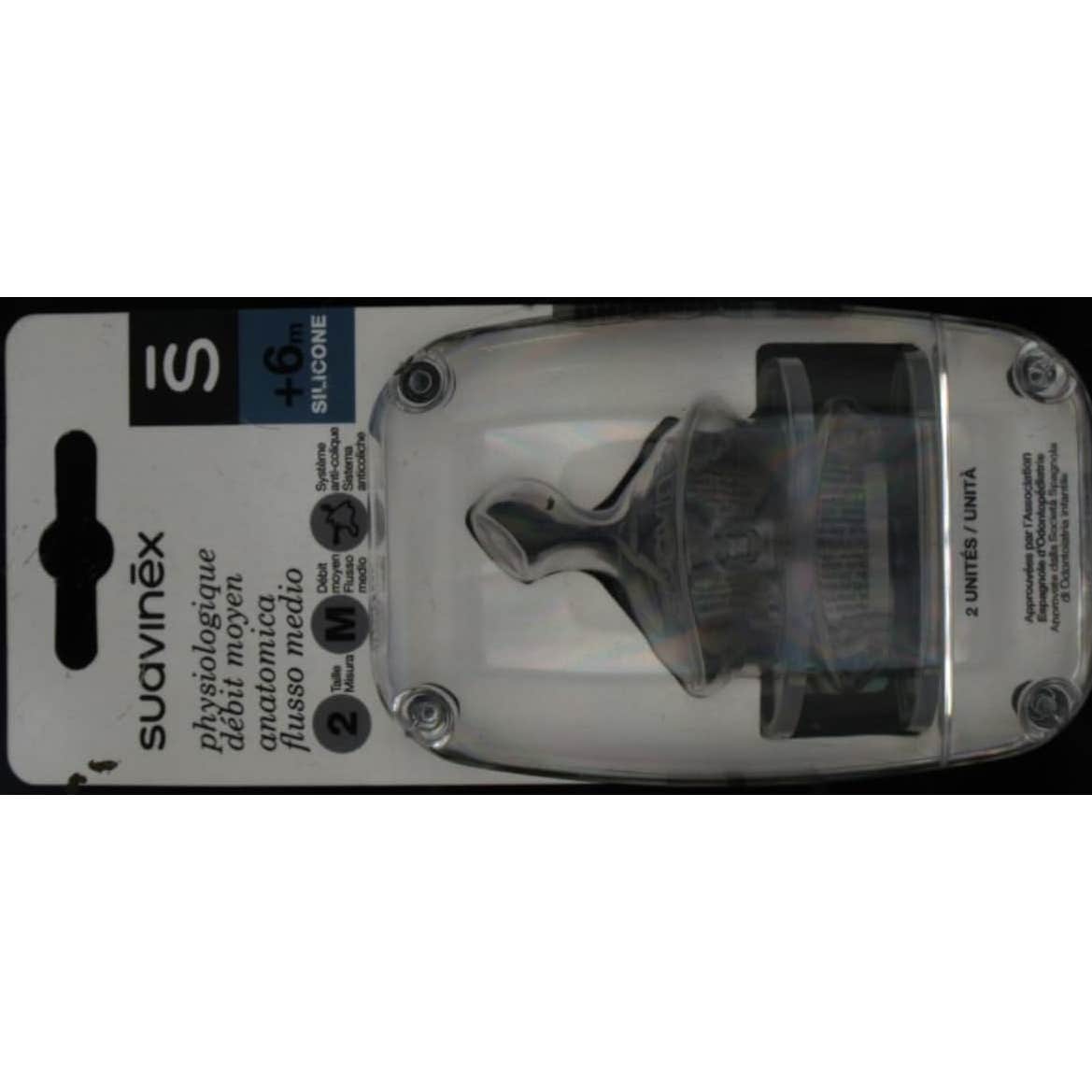 Suavinex Tetina Anatómica Silicona 2M Flujo Medio +6m 2uds