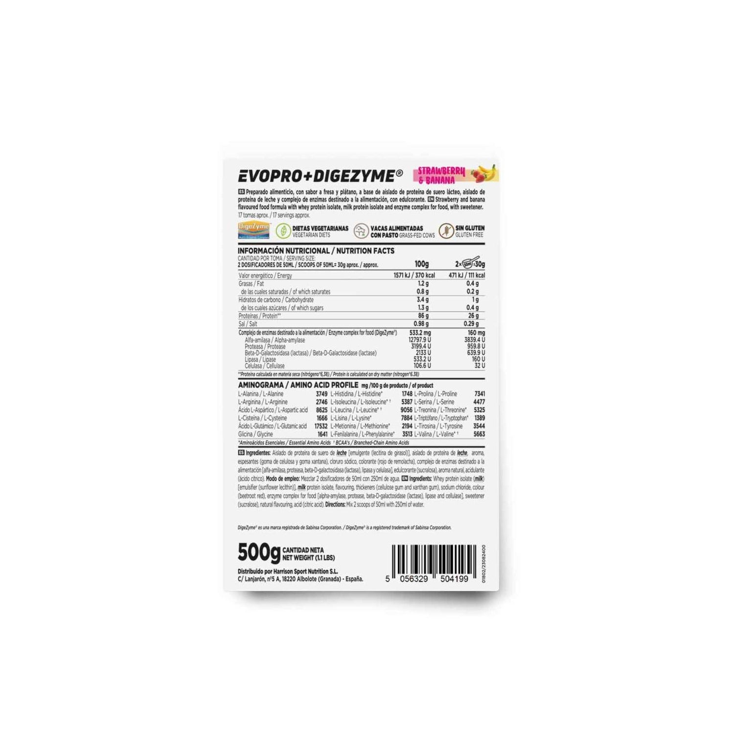 HSN Evopro + Digezyme® Fresa y Plátano 500g