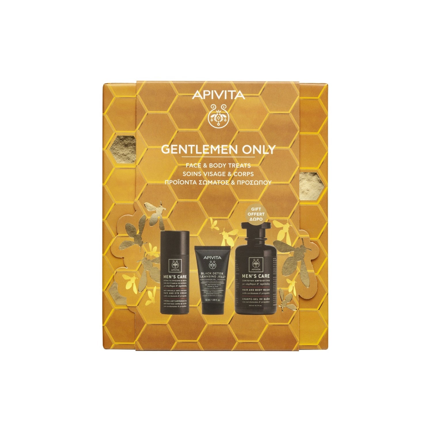 Apivita pack gentlemen crema facial + gel limpiador facial y champú