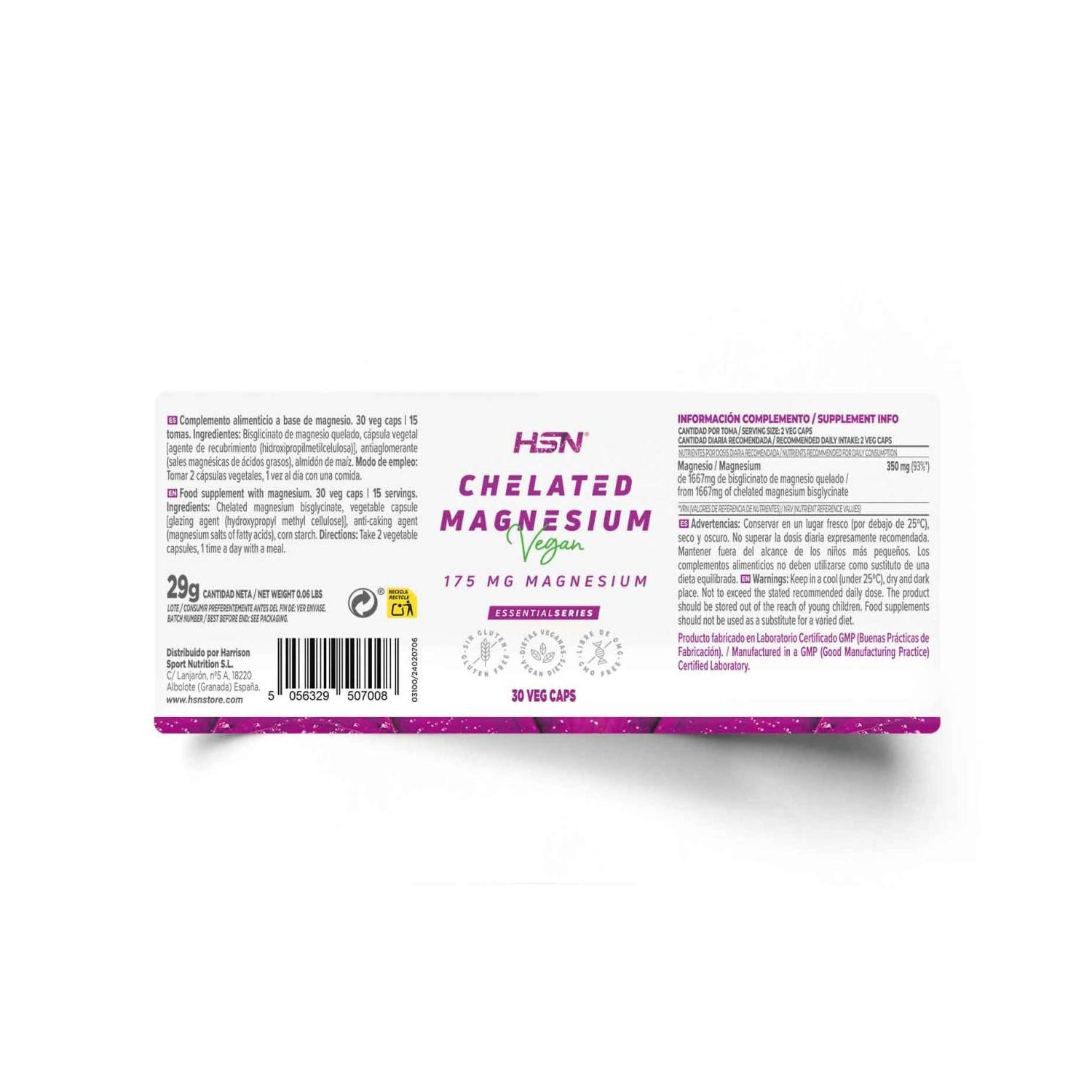 HSN Bisglicinato de Magnesio 175mg Magnesio 30vcaps