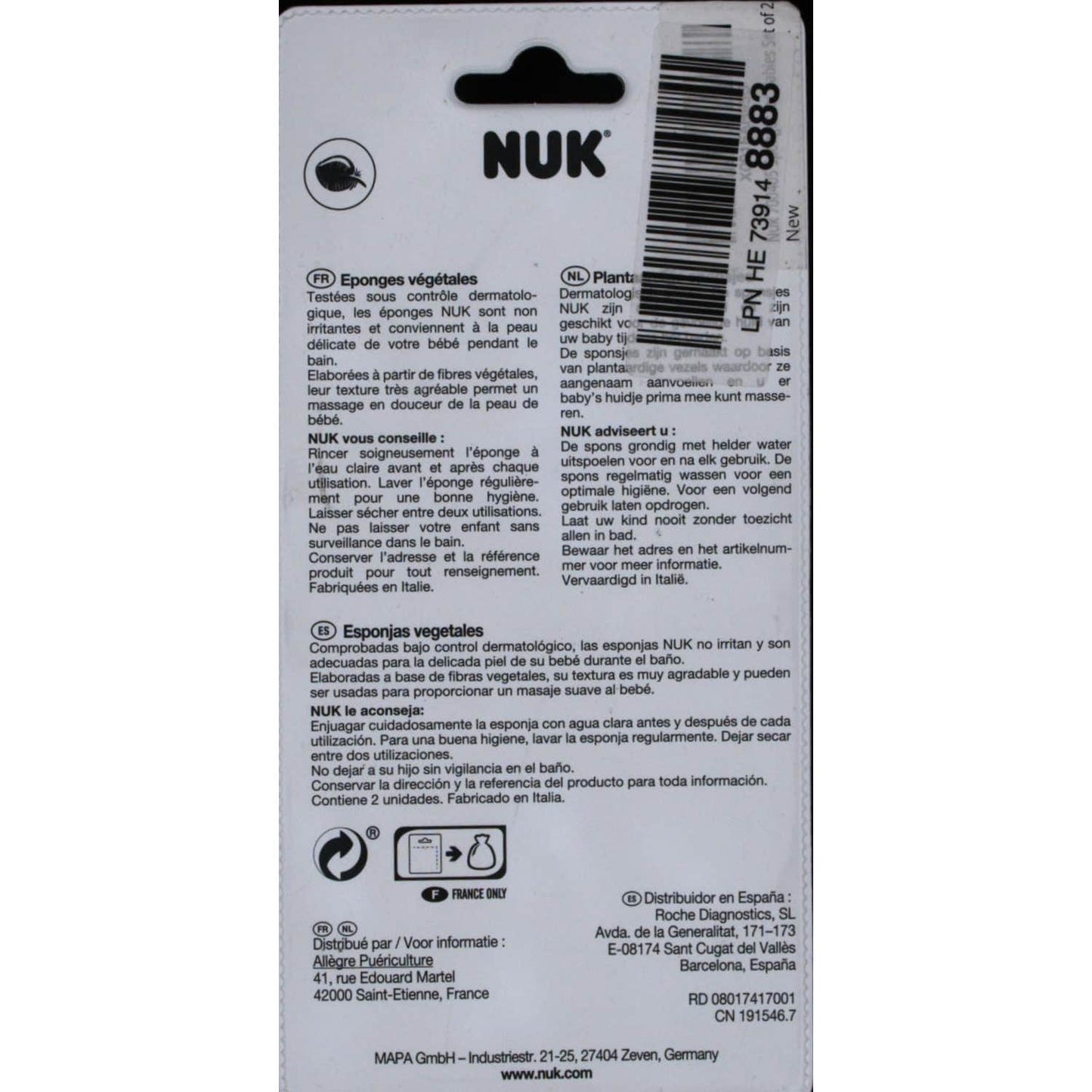 Nuk Esponja Vegetal Bebe 100 % 2 Unidades