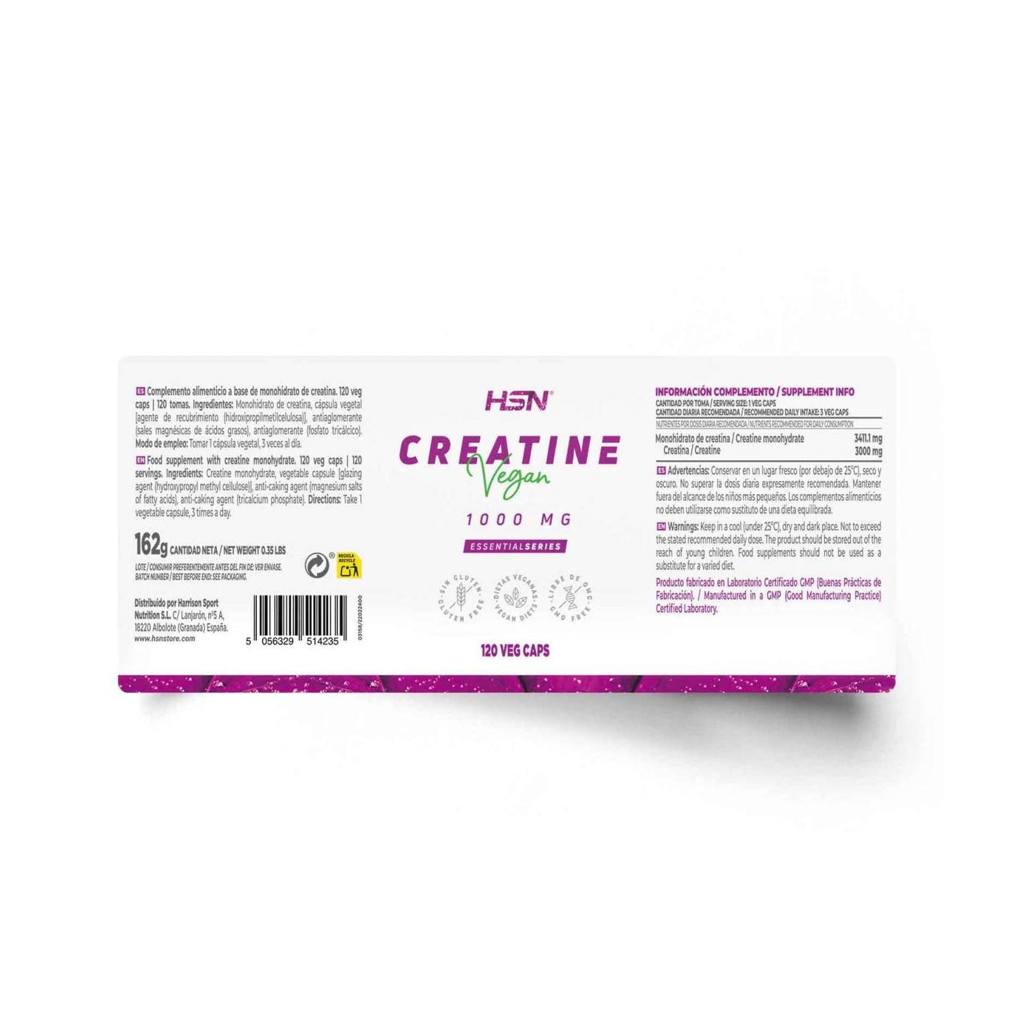 HSN Creatina Monohidrato 1000mg Creatina 120vcaps