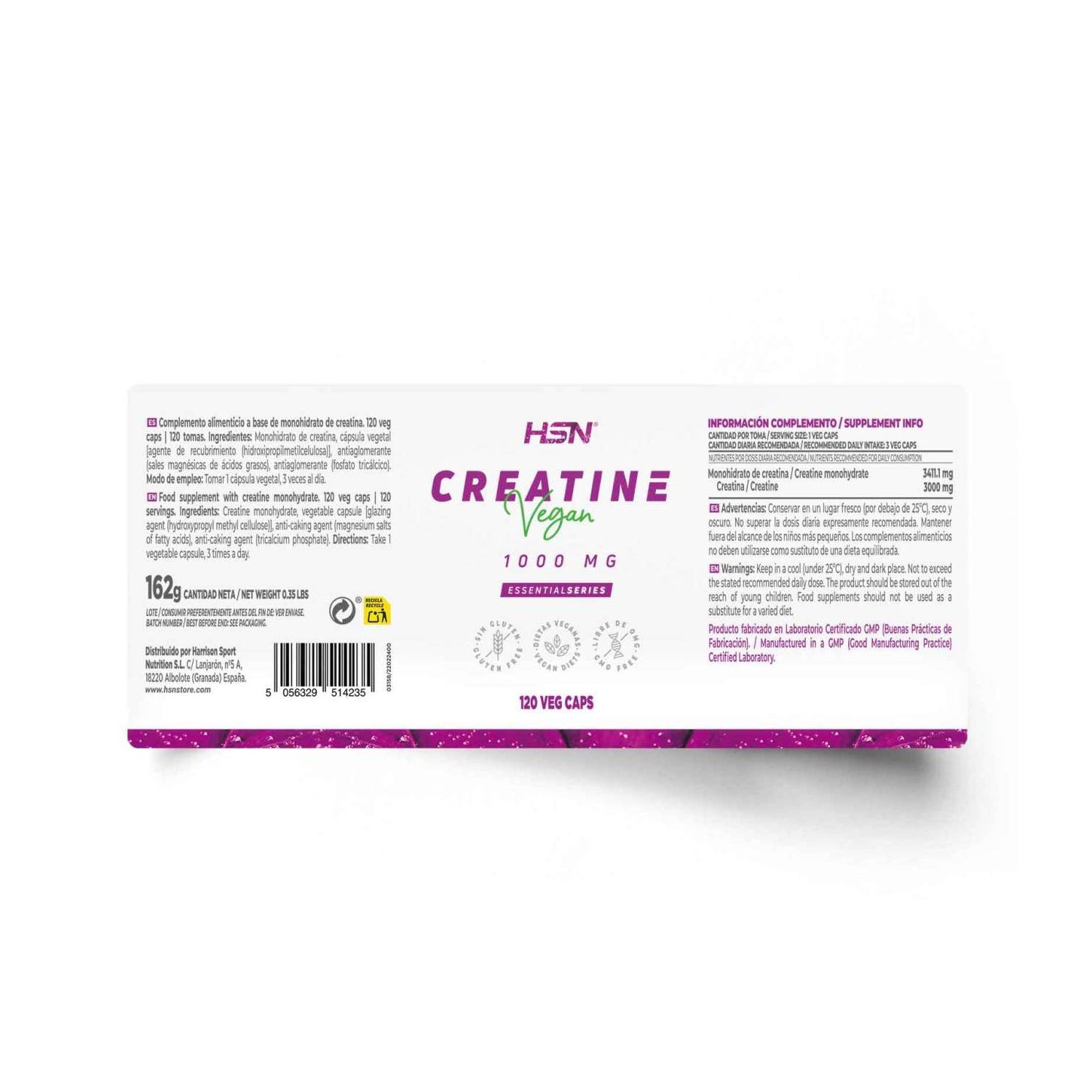 HSN Creatina Monohidrato 1000mg Creatina 120vcaps