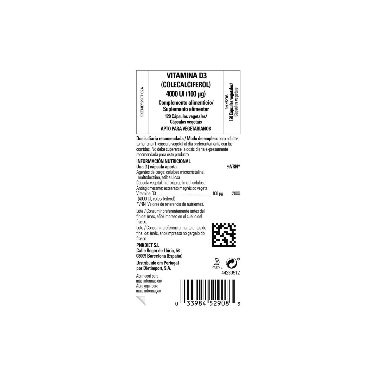 Solgar Vitamina D3 Colecalciferol 4000 UI 100 mcg 120 vcaps