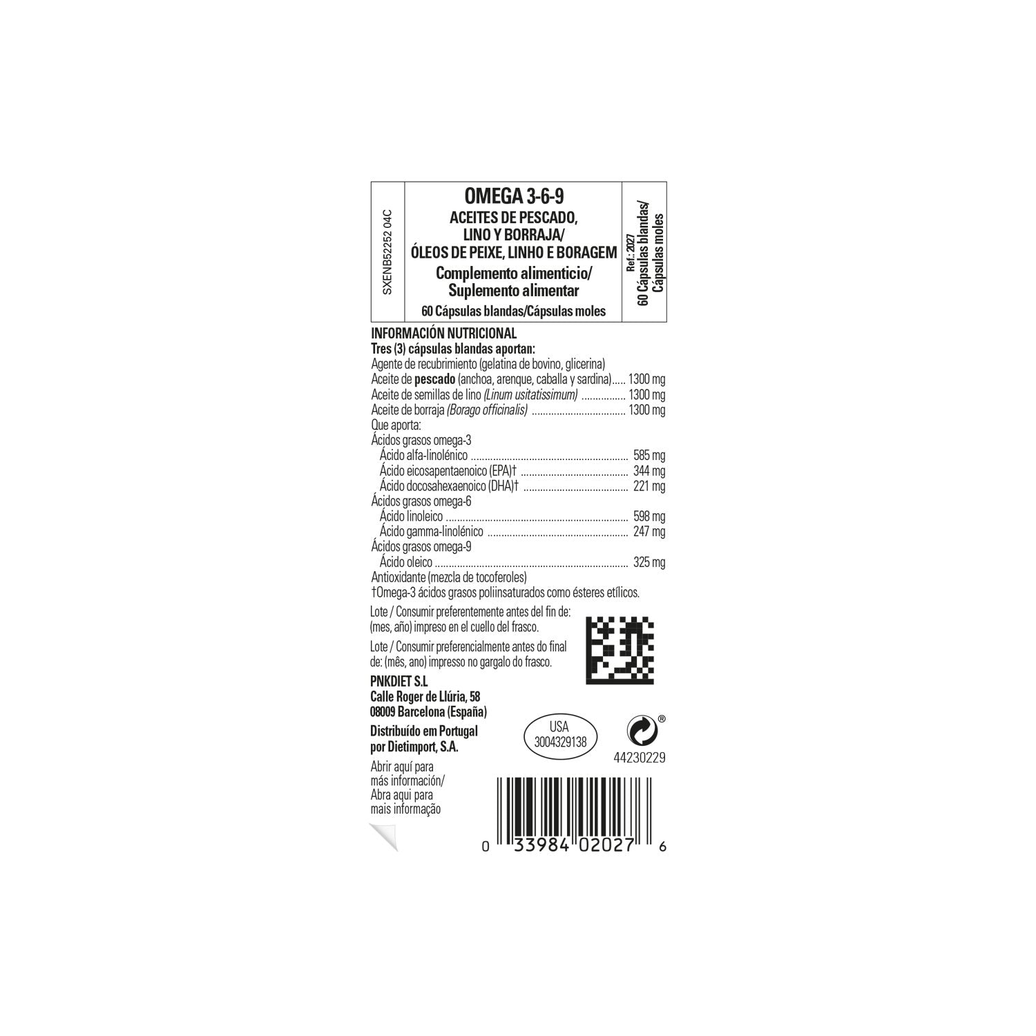 Solgar Omega 3-6-9 Pescado Lino y Borraja 60 perlas
