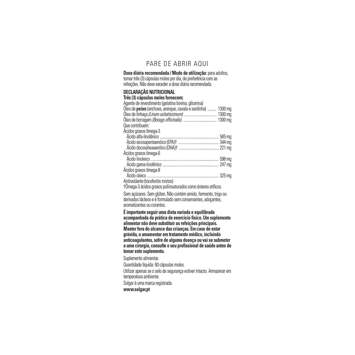 Solgar Omega 3-6-9 Pescado Lino y Borraja 60 perlas