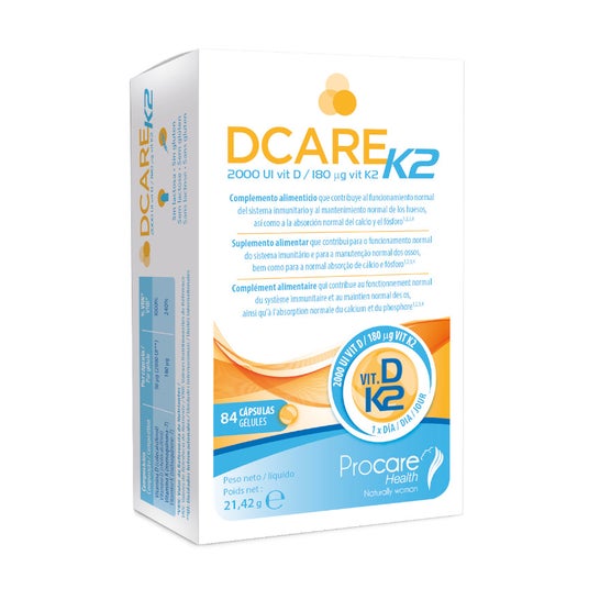 Procare Dcare K2: Vitamina D3+K2 84caps