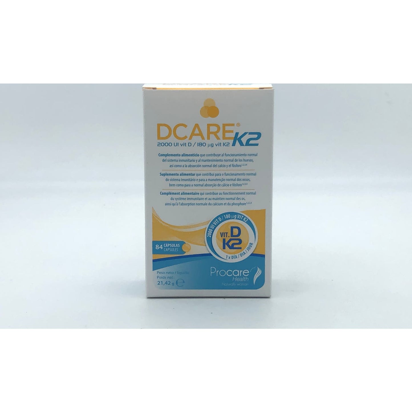 Procare Dcare K2: Vitamina D3+K2 84caps