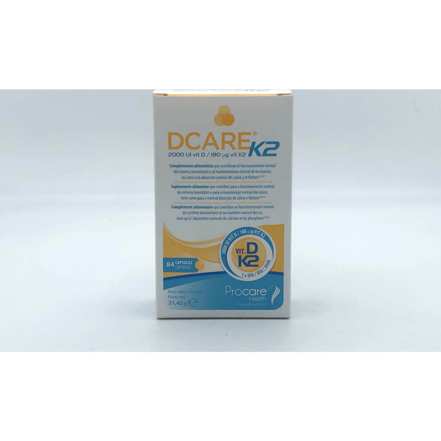 Procare Dcare K2: Vitamina D3+K2 84caps