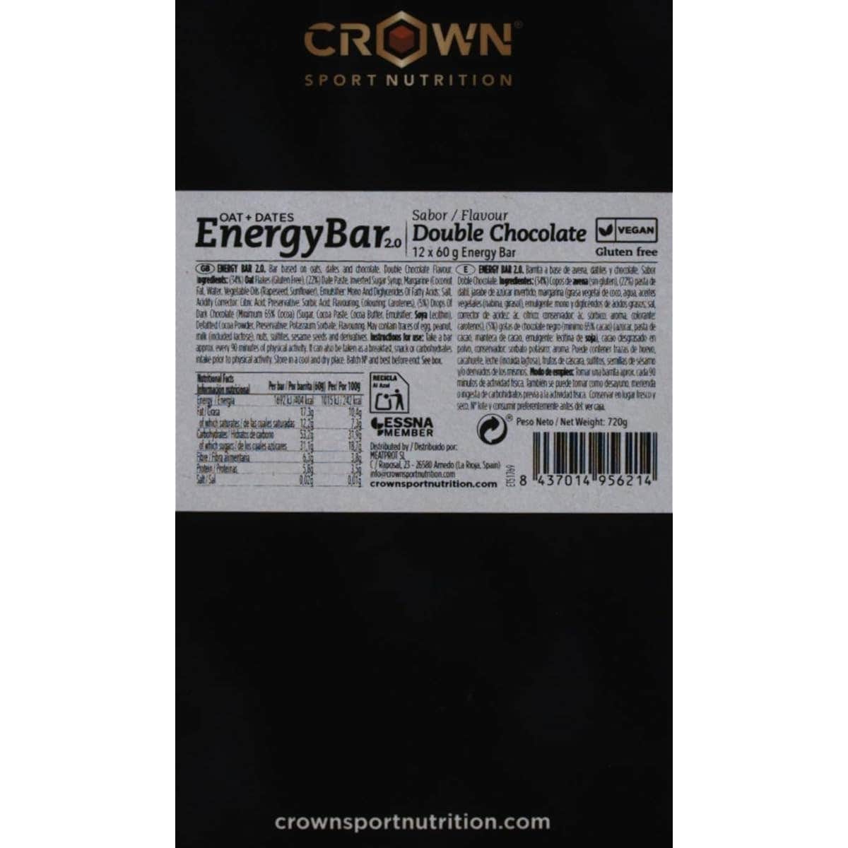 Crown Energy Bar Doble Chocolate 12x60g