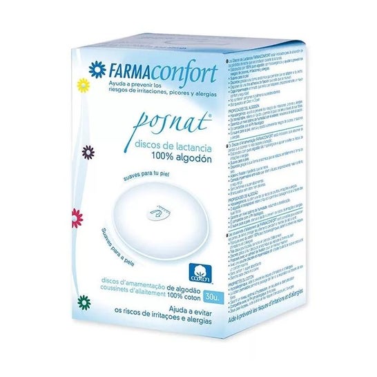 Farmaconfort discos absorbentes lactancia 100% algodón 30uds
