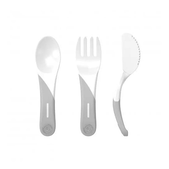 Twistshake Set de Cubiertos de Aprendizaje +6 Meses Blanco