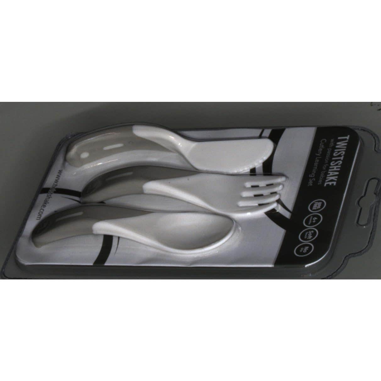 Twistshake Set de Cubiertos de Aprendizaje +6 Meses Blanco