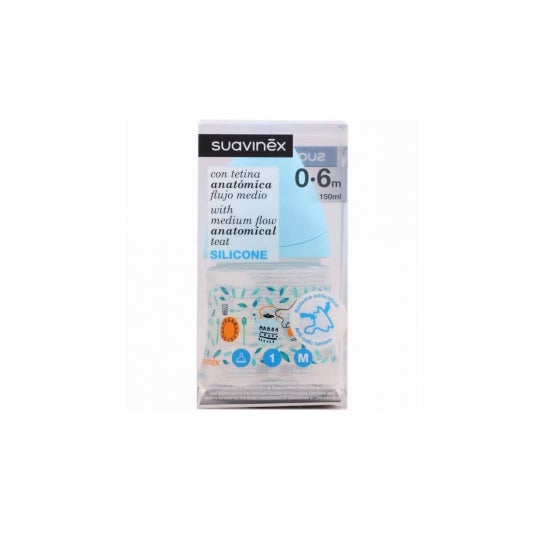 Suavinex Biberón Prêt-à-Porter Anatómico Silicona T1M Medio 0-6m 150 ml 1 ud