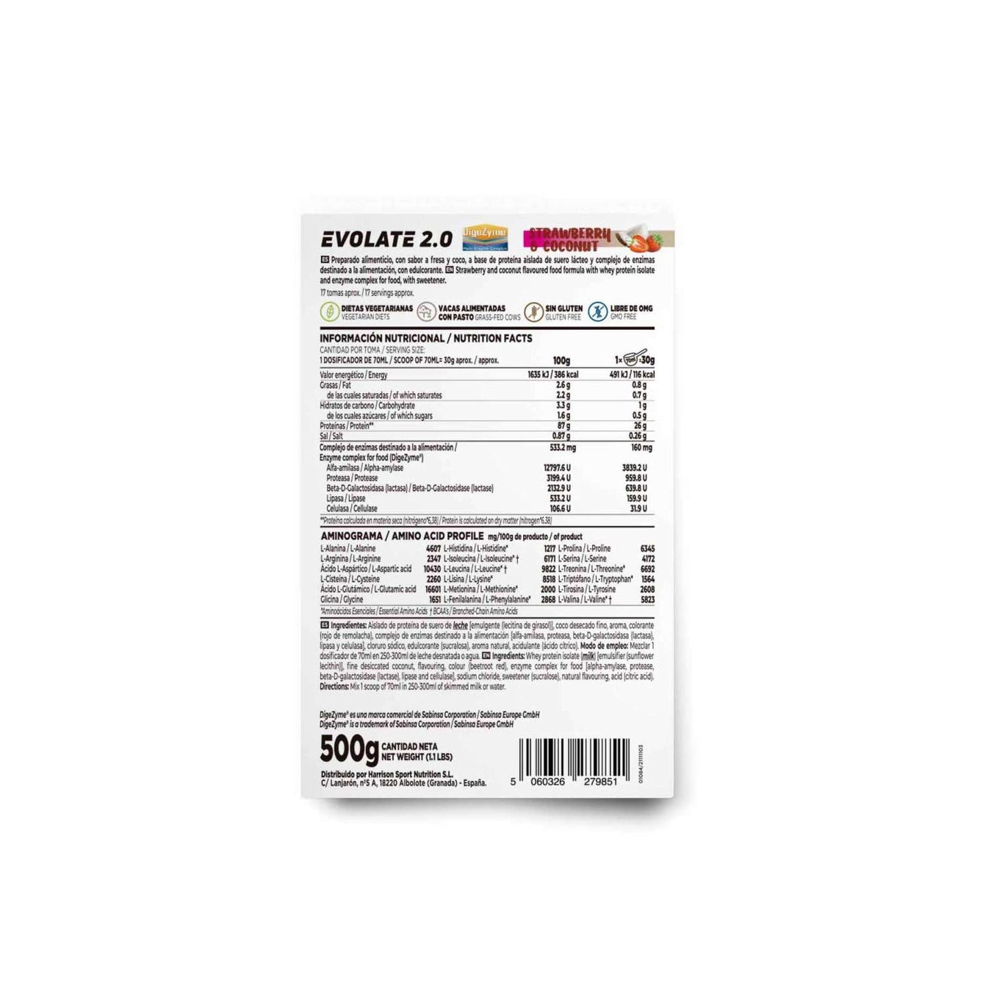 HSN Evolate 2.0 Whey Isolate CFM Fresa y Coco 500g