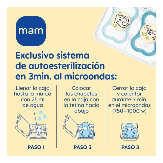 Baby Mam Chupete Air Noche +6 M Azul Silicona 2 uds