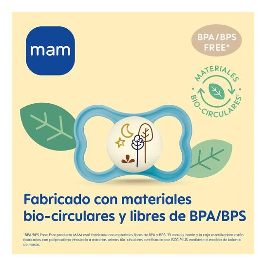 Baby Mam Chupete Air Noche +6 M Azul Silicona 2 uds