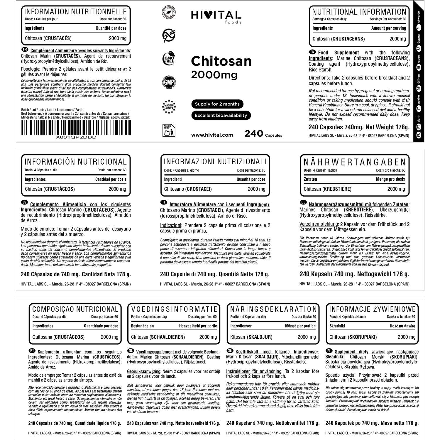 HIVITAL Chitosán marino 2000 mg 240 cáps
