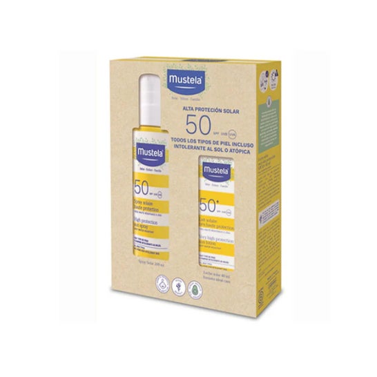 Mustela Spray Solar SPF50 200ml + Leche Solar Facial SPF50+ 40ml
