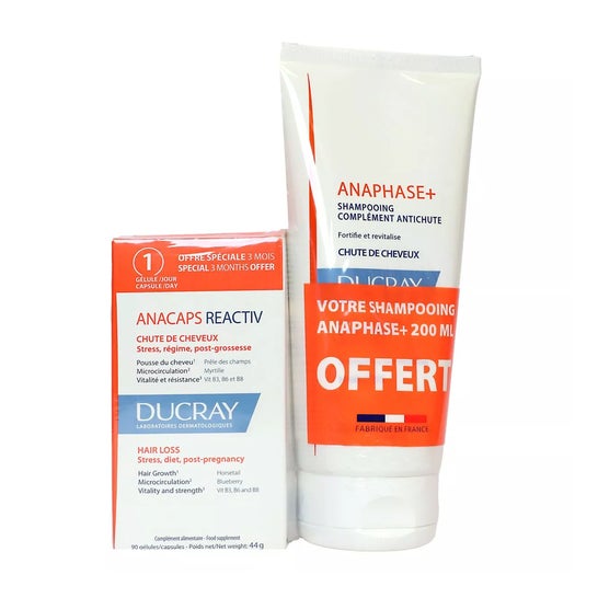 Ducray Set Anacaps Reactive 90caps + Anaphase+ Champú Anticaída 200ml