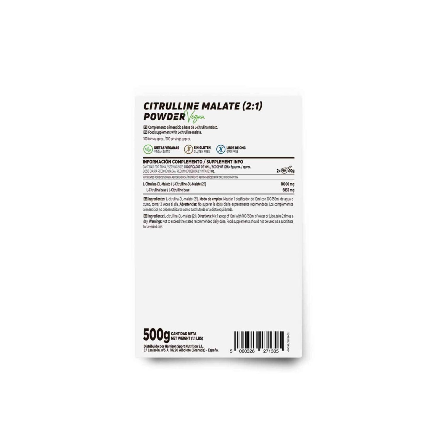 HSN Citrulina Malato en Polvo 500g