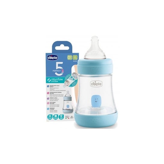 Chicco Biberón Perfect 5 1f Silicona Azul 150ml