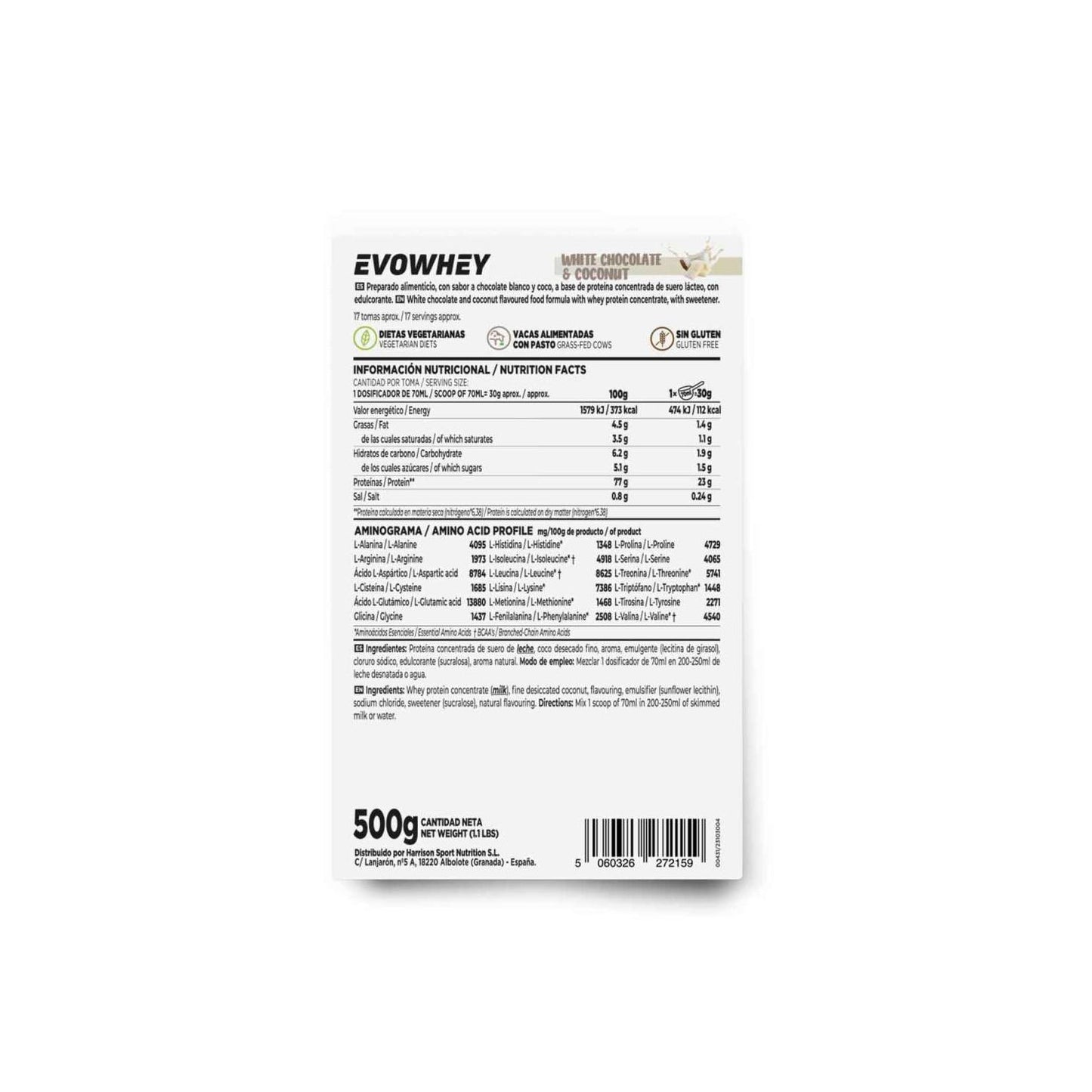 HSN Evowhey Protein Chocolate Blanco y Coco 500g