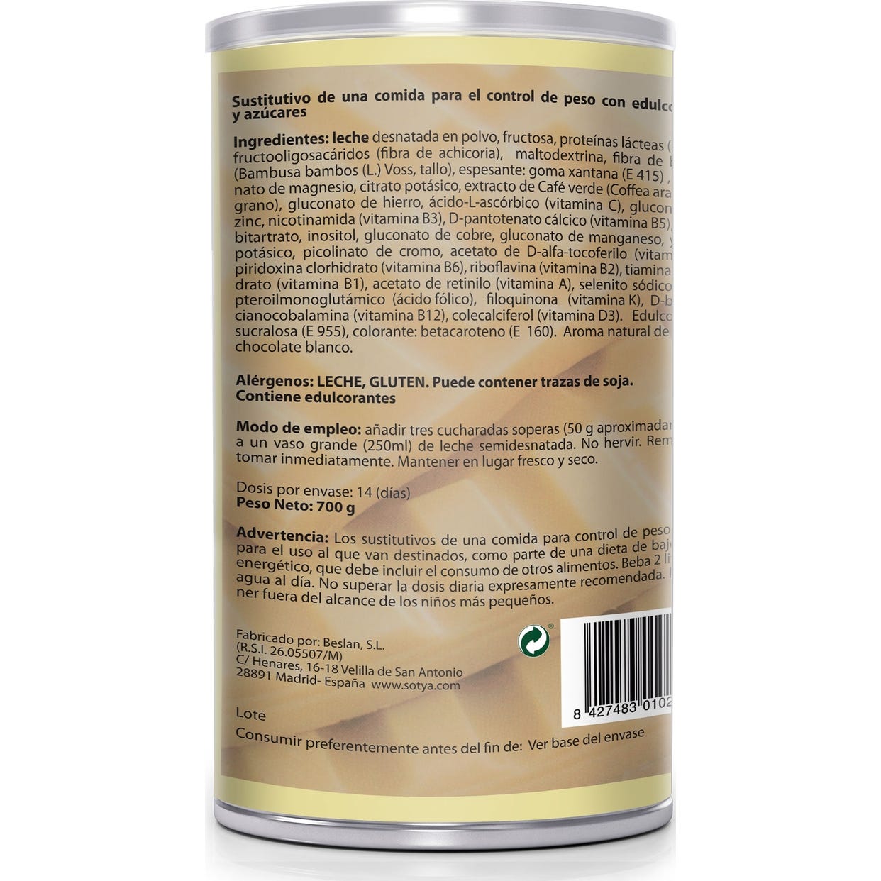 Sotya Batido Saciante Chocolate Blanco 700g