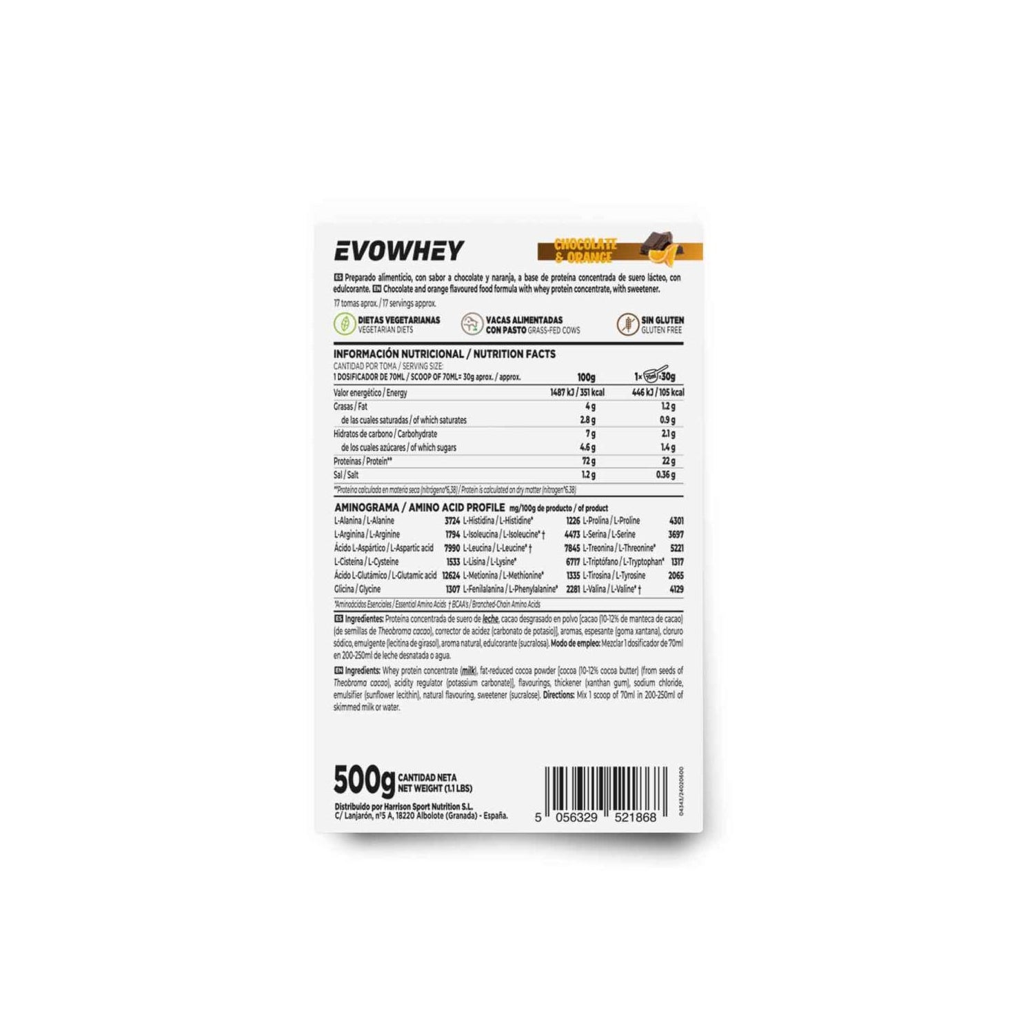 HSN Evowhey Protein Chocolate y Naranja 500g