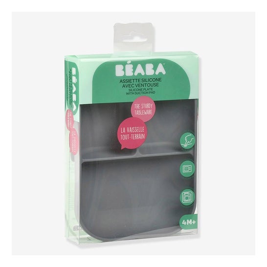 Béaba Plato Dividido Silicona Gris Mineral 1ud