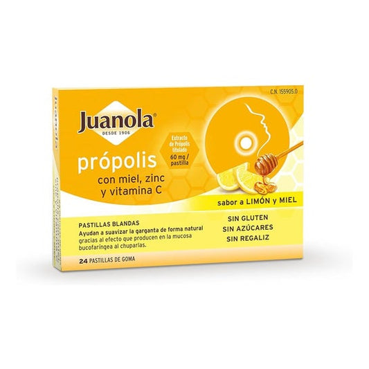 Juanola Própolis con Miel, Zinc + Vitamina C 24uds