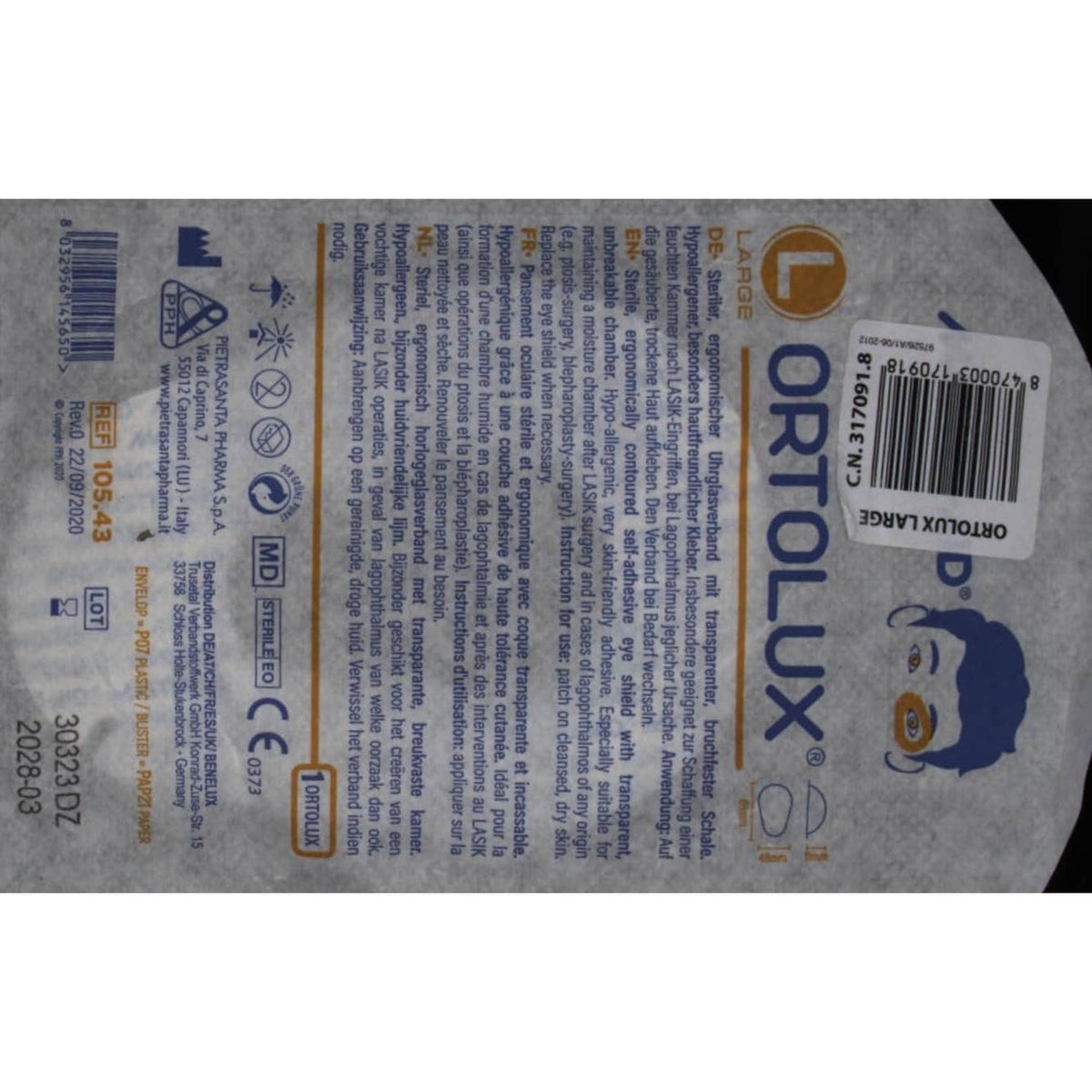 Ortolux apósito ocular postoperatorio grande 1ud