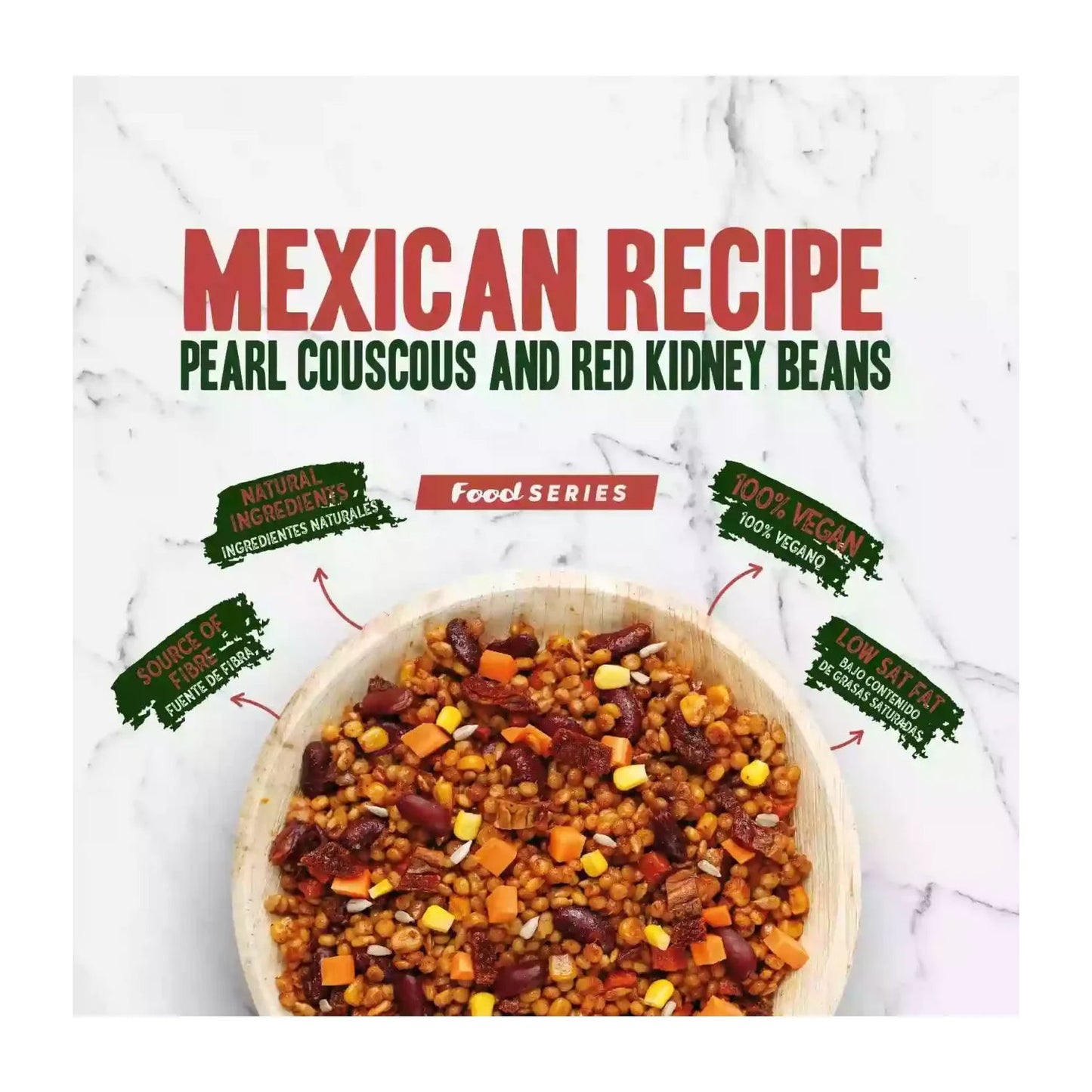 HSN Plato Preparado Estilo Veggie Cuscús Perla y Frijoles Rojos Estilo Mexicano 280g