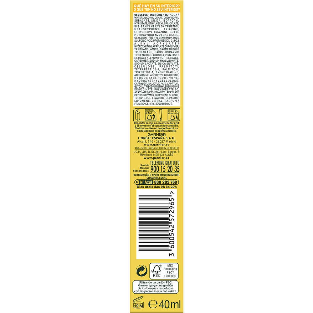 Garnier Skinactive Vitamina C Fluido Antimanchas Spf50 Invi 40ml