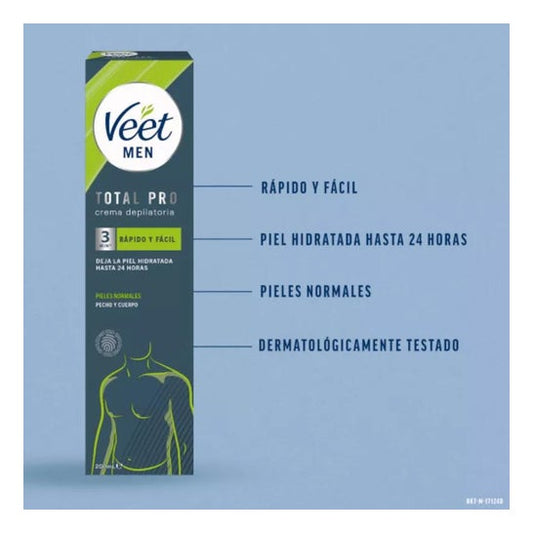 Veet Men Total Pro Crema Depilatoria Piel Normal 200ml