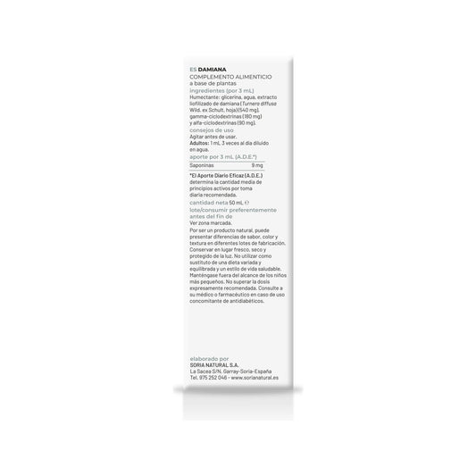 Extracto Damiana Xxi 50 Ml Soria Natural