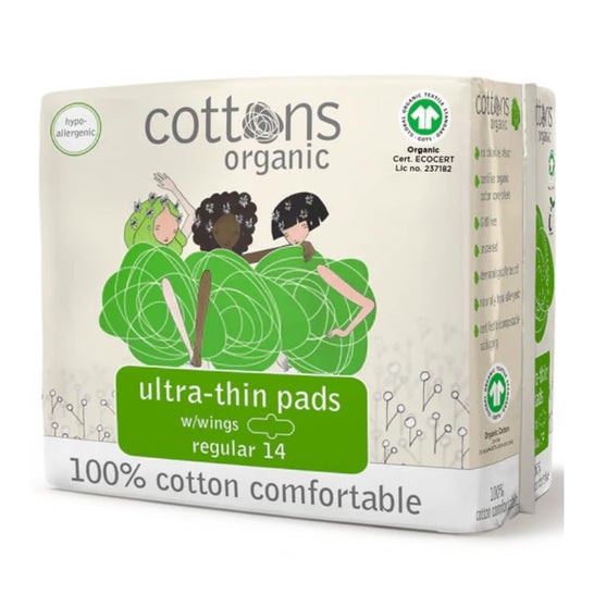 Cottons compresa ultrafina con alas absorción regular 14uds