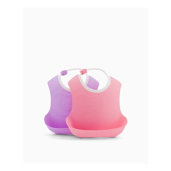 TwistShake Babero Rosa y Lila 2uds