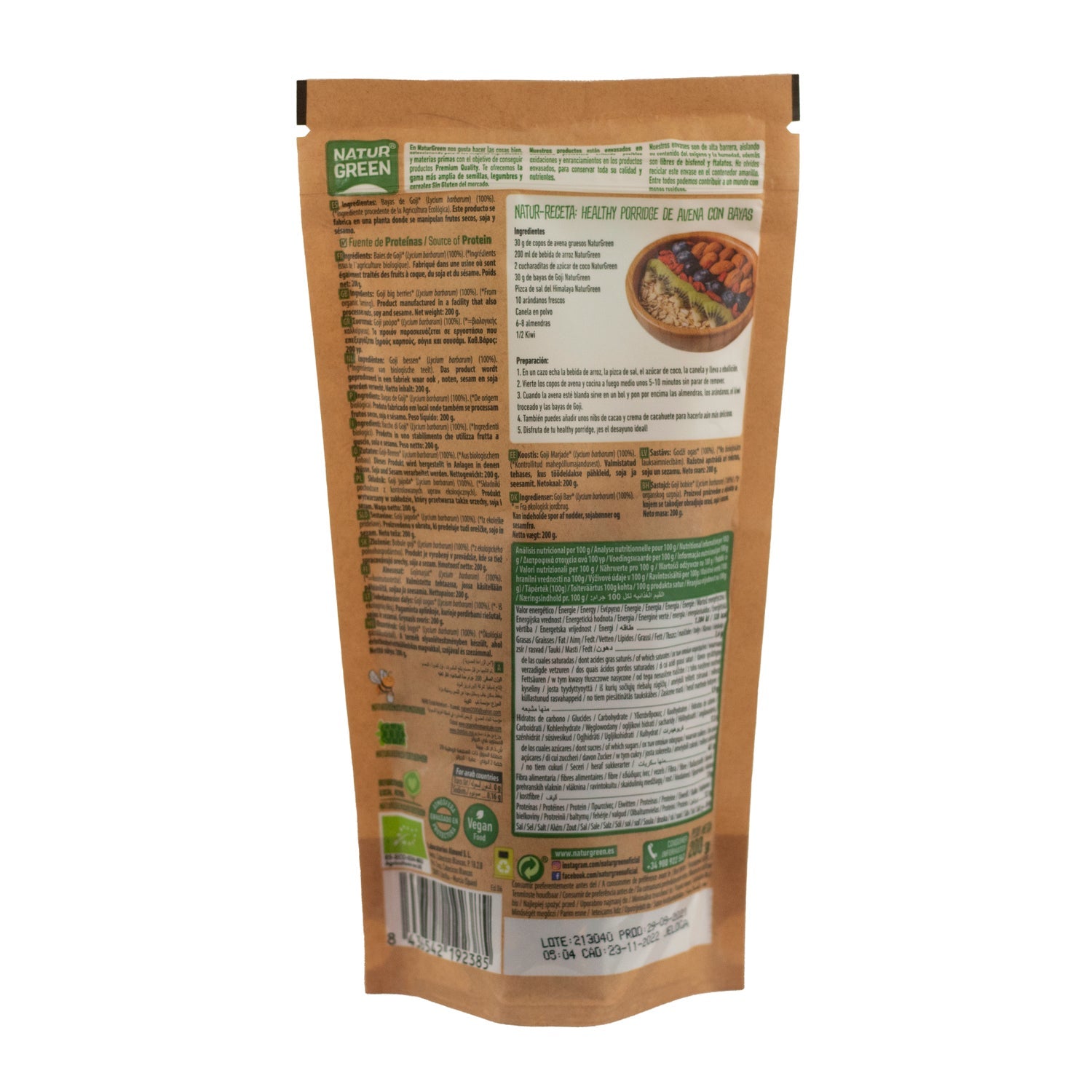 Naturgreen Bayas De Goji Ecológicas Grandes 200g