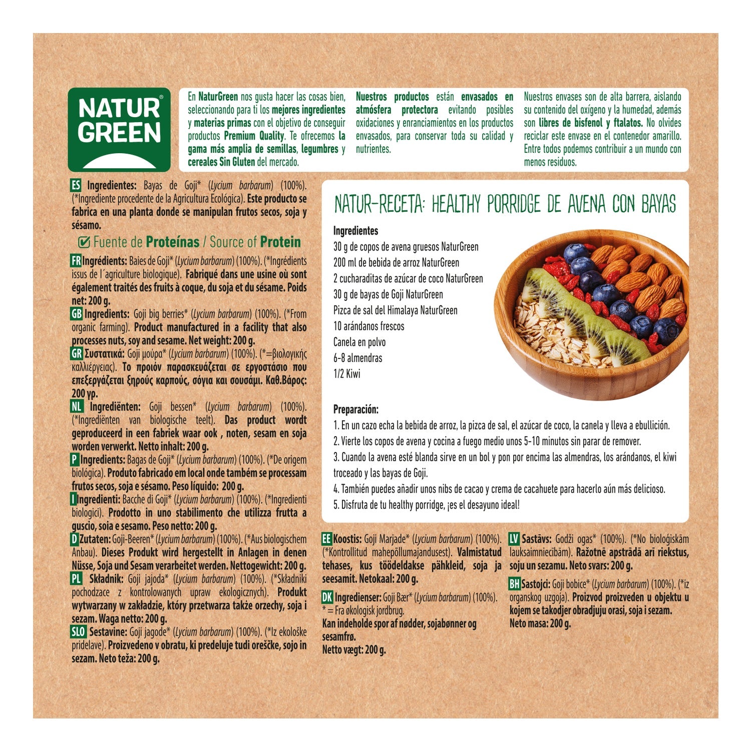Naturgreen Bayas De Goji Ecológicas Grandes 200g