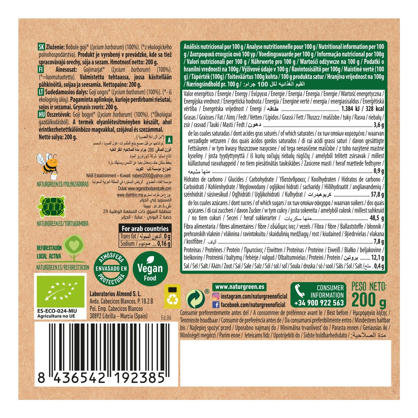 Naturgreen Bayas De Goji Ecológicas Grandes 200g