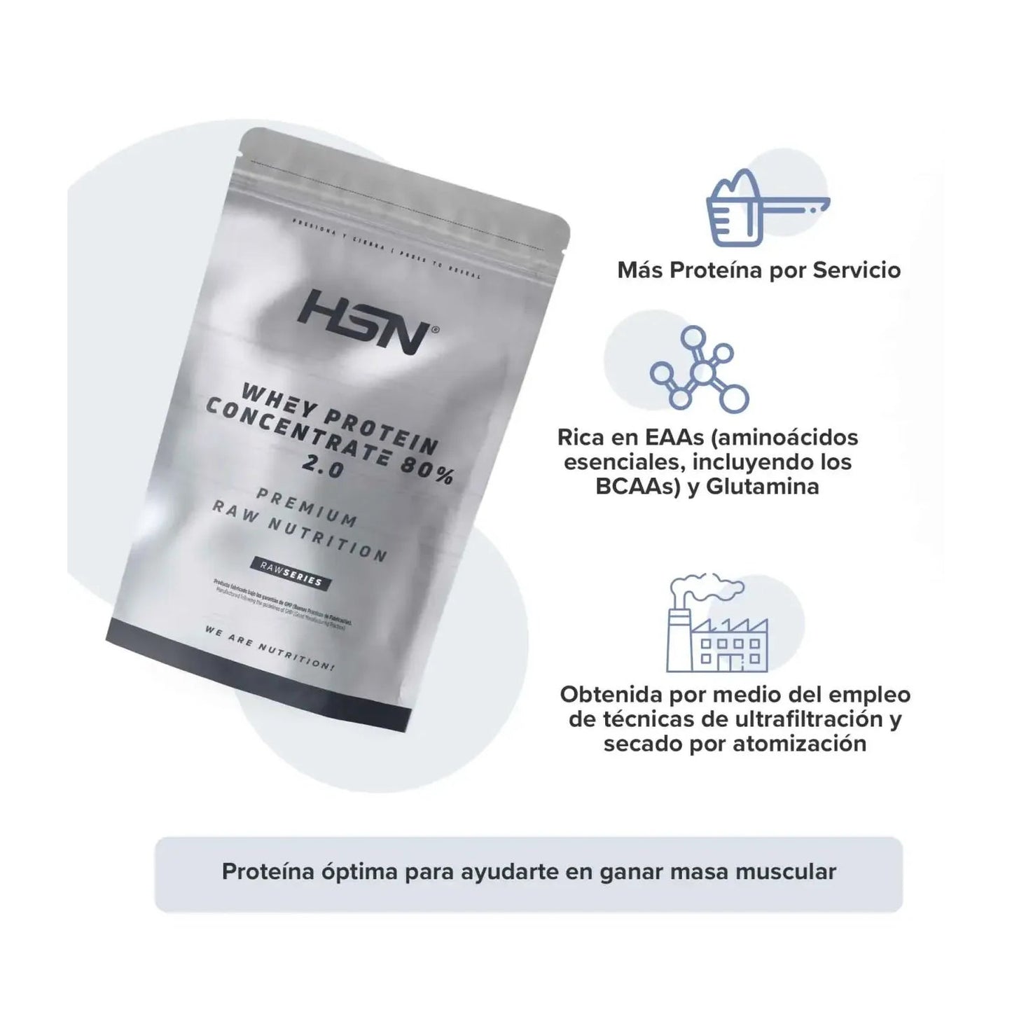 HSN Whey Protein Concentrate 80% 2.0 Sin Sabor 500g