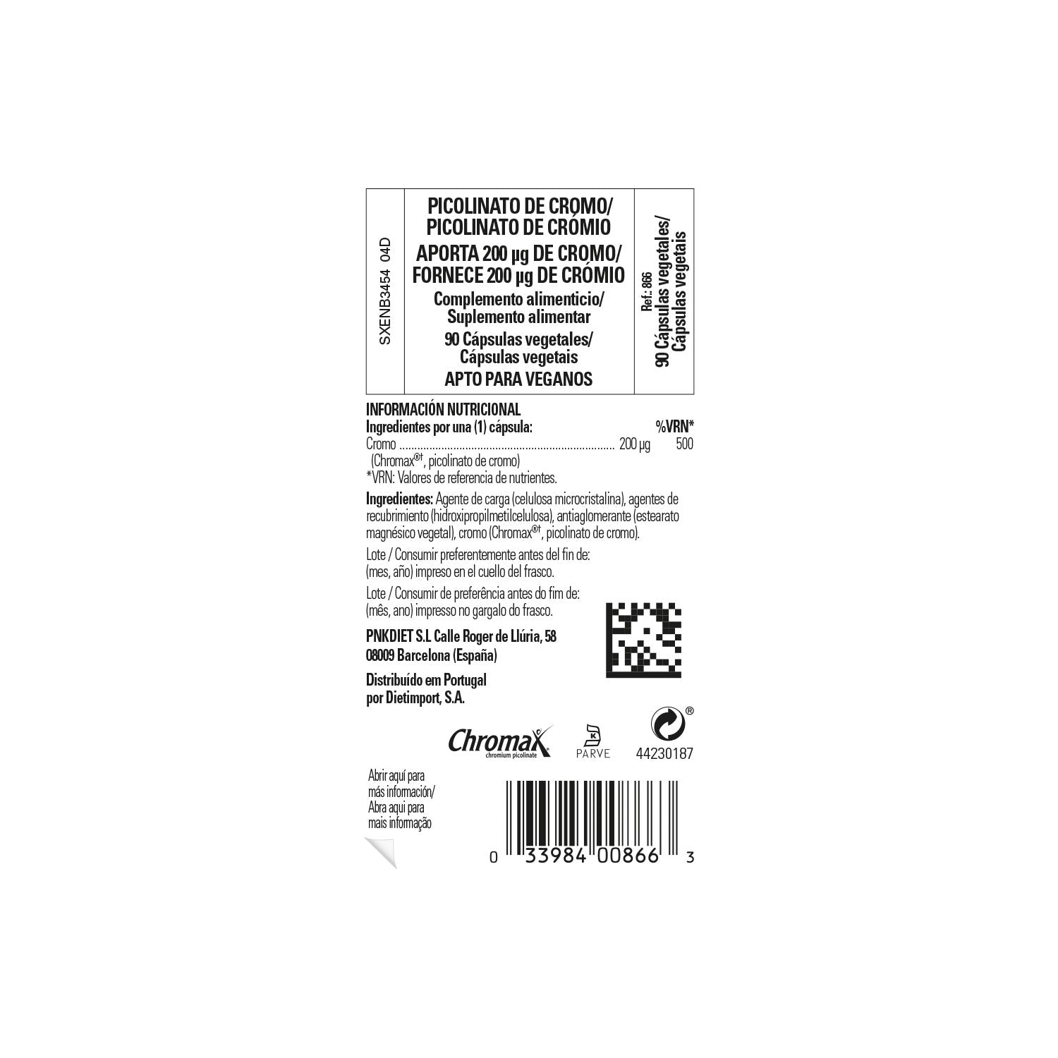 Solgar Picolinato de Cromo 200mcg 90vcaps