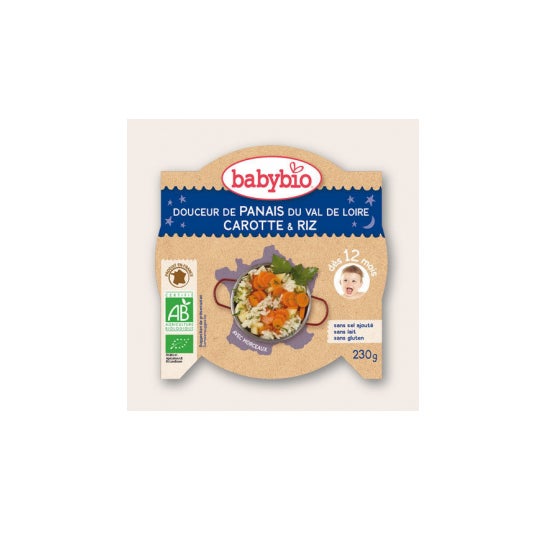 Babybio Buenas Noches Dulces Noches Zanahoria y Arroz de Chirivías del Valle del Loira 230g