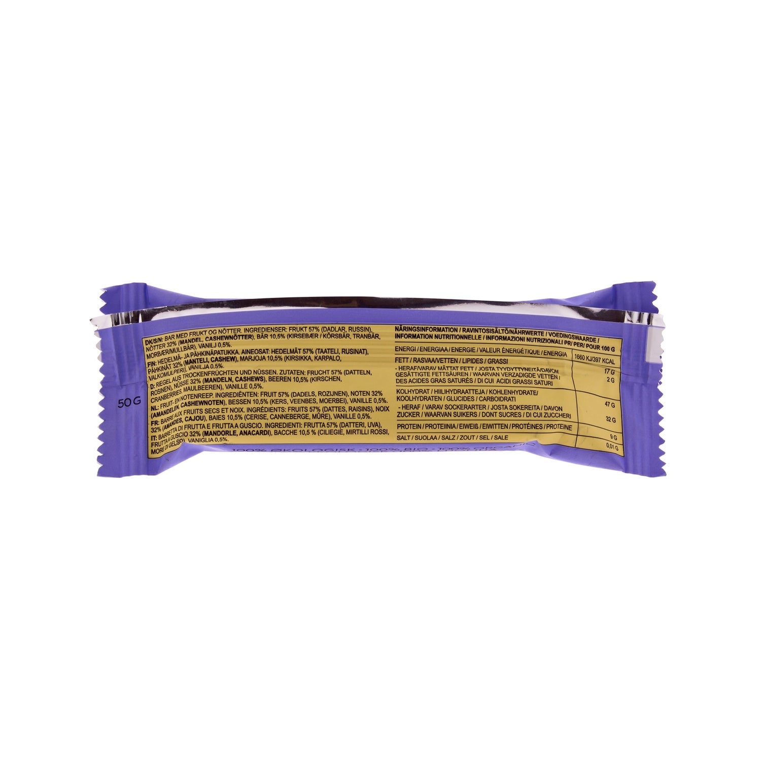 Rawbite Barrita Ecológica de Vainilla Y Frutos Rojos 50g