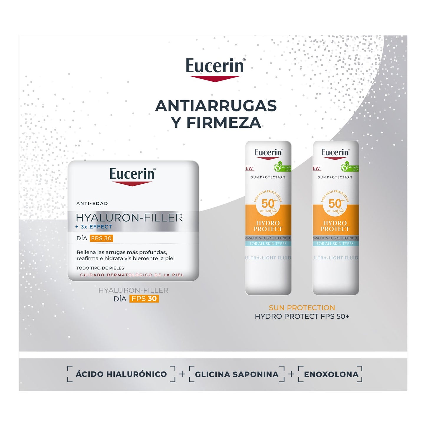 Eucerin Pack antiedad Hyaluron-Filler Crema de Día FPS 30 50ml + 2 Minis Sun Hydro Protect FPS 50+ 2x5ml